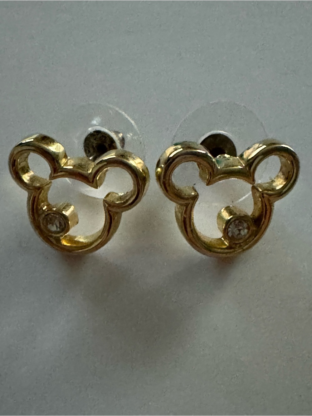 Disney Gold Mickey Outline Stud Earrings with Crystal